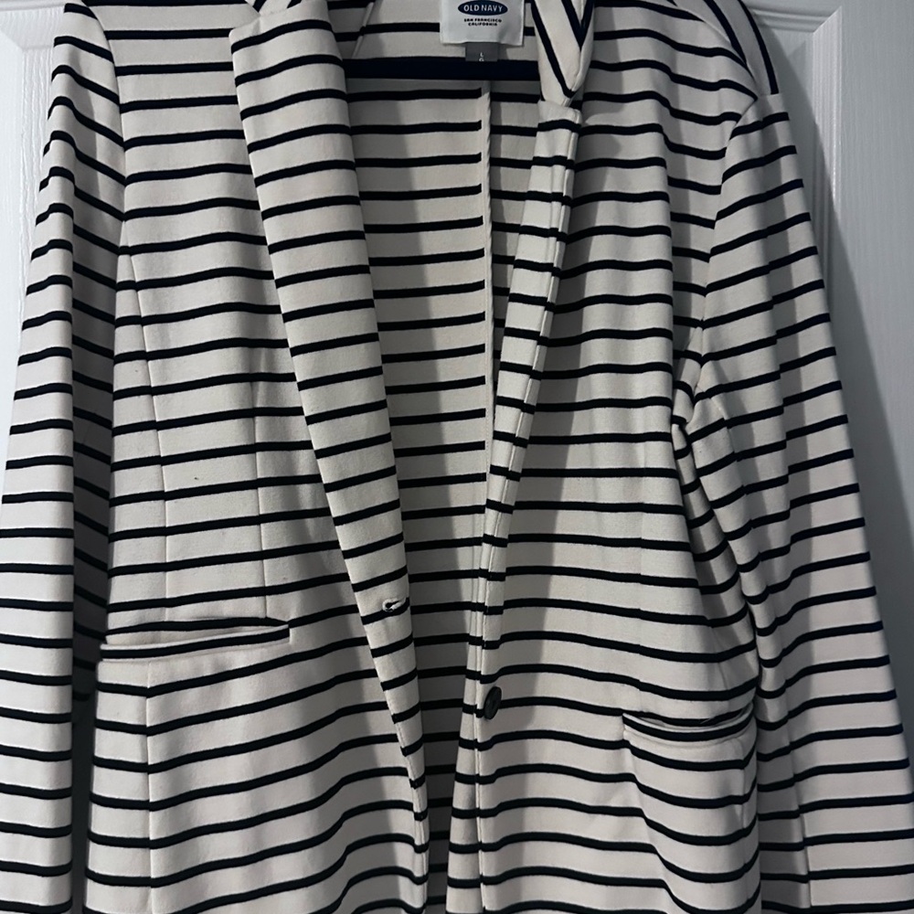 Old Navy Black and White Striped Blazer